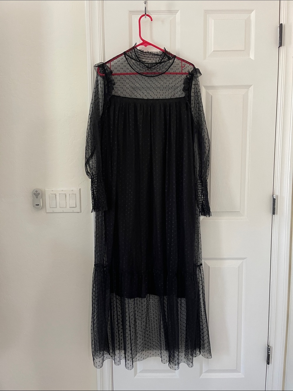 Sheer Black Polka Dot Midi Dress - Elegant Women's Dress